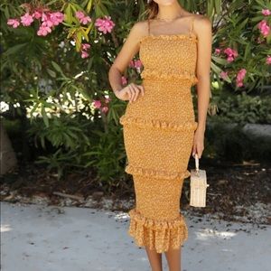 Bright yellow midi dress